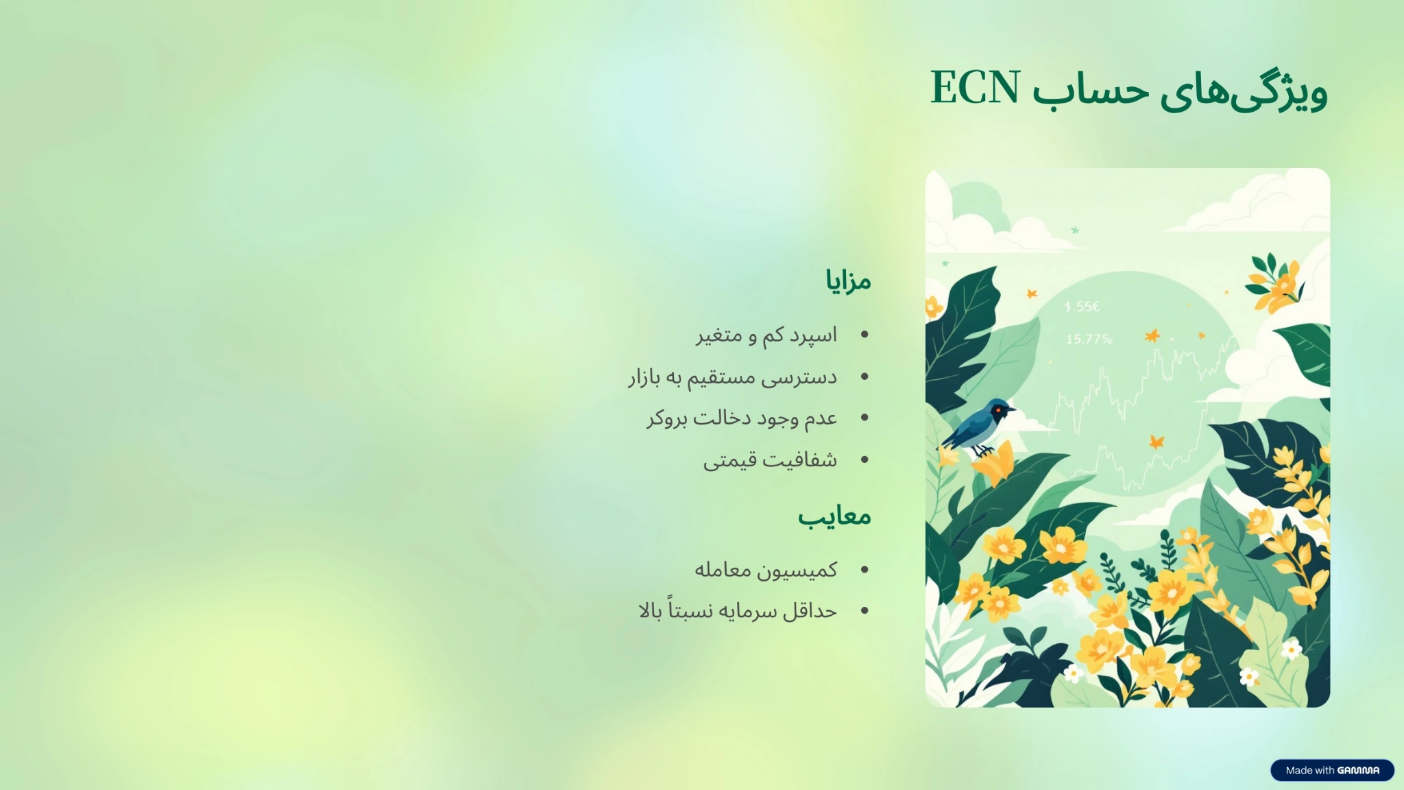 ویژگی های حساب ECN